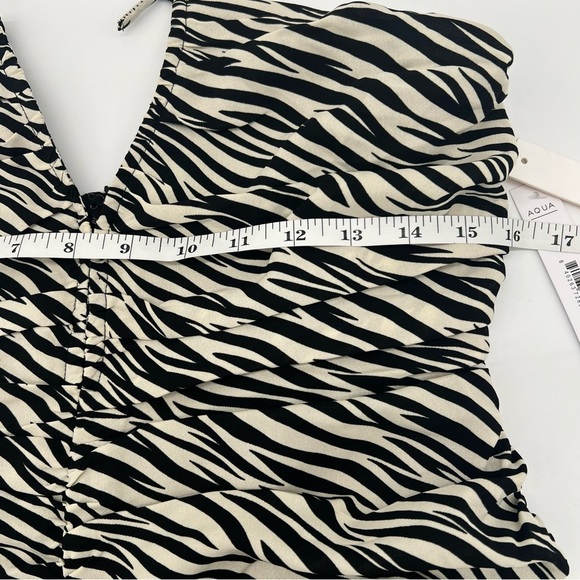 Aqua Zebra Print Ruched Halter Dress – Size L – NWT - Picture 6 of 11